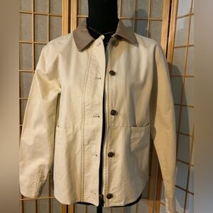 Classic Cream Workwear Jacket with Contrasting Collar